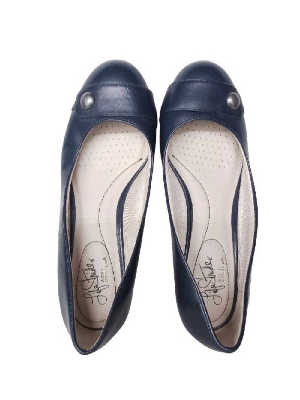 Lifestride Heels Women's 7.5 Navy Blue Slip-on Professional Wedge Shoes - Picture 3 of 8